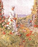 Childe Hassam Celia Thaxter in her Garden Norge oil painting reproduction